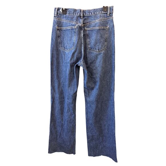 New ZARA Women's Blue Raw Hem Straight Leg Denim Jeans Size 8 FLAWED - Picture 2 of 5